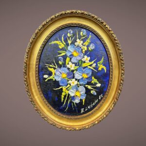 Peinture au couteau bouquet de fleurs Adrien Lechaire 1975