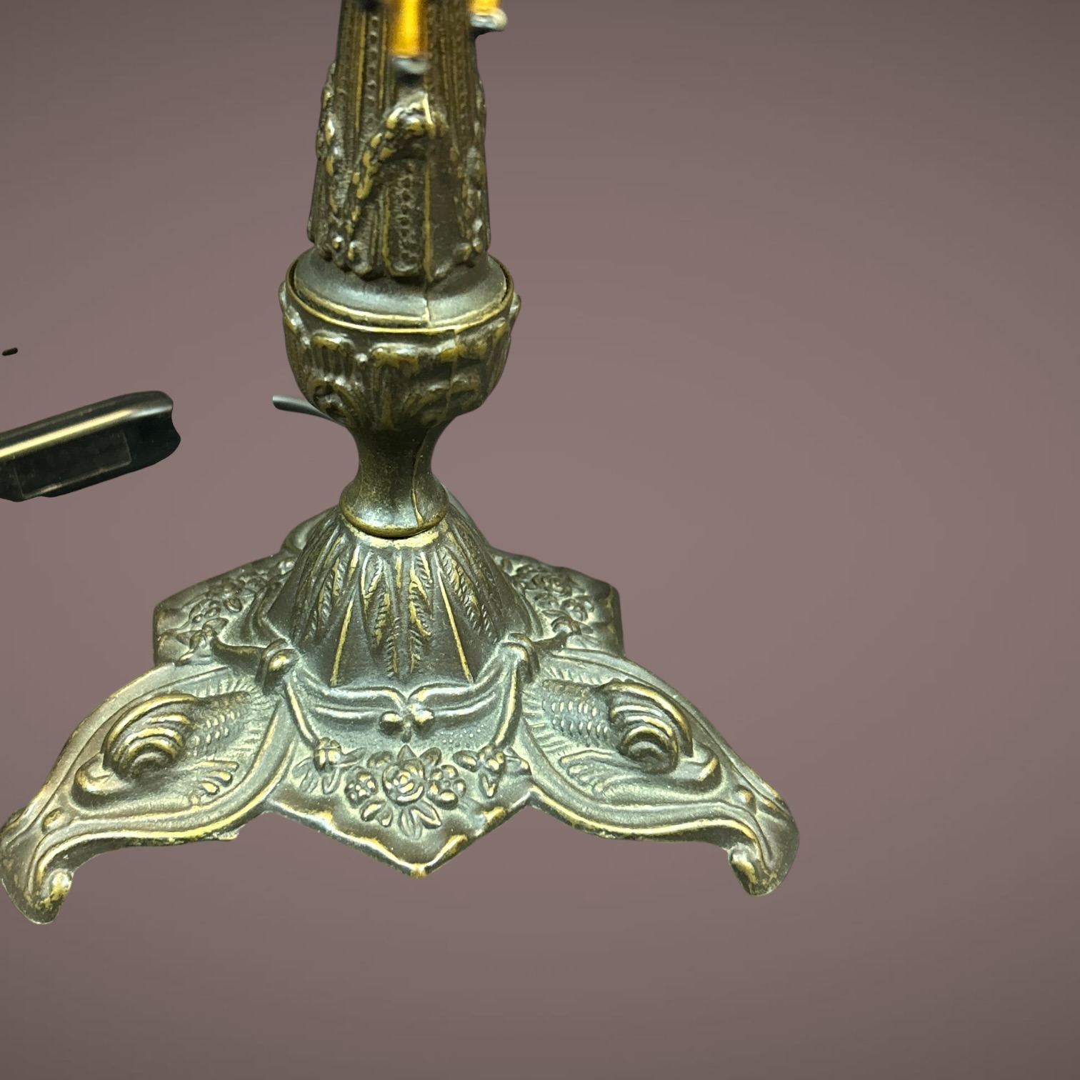 Lampe de table vintage avec abat-jour en pâte de verre moucheté - Image 3