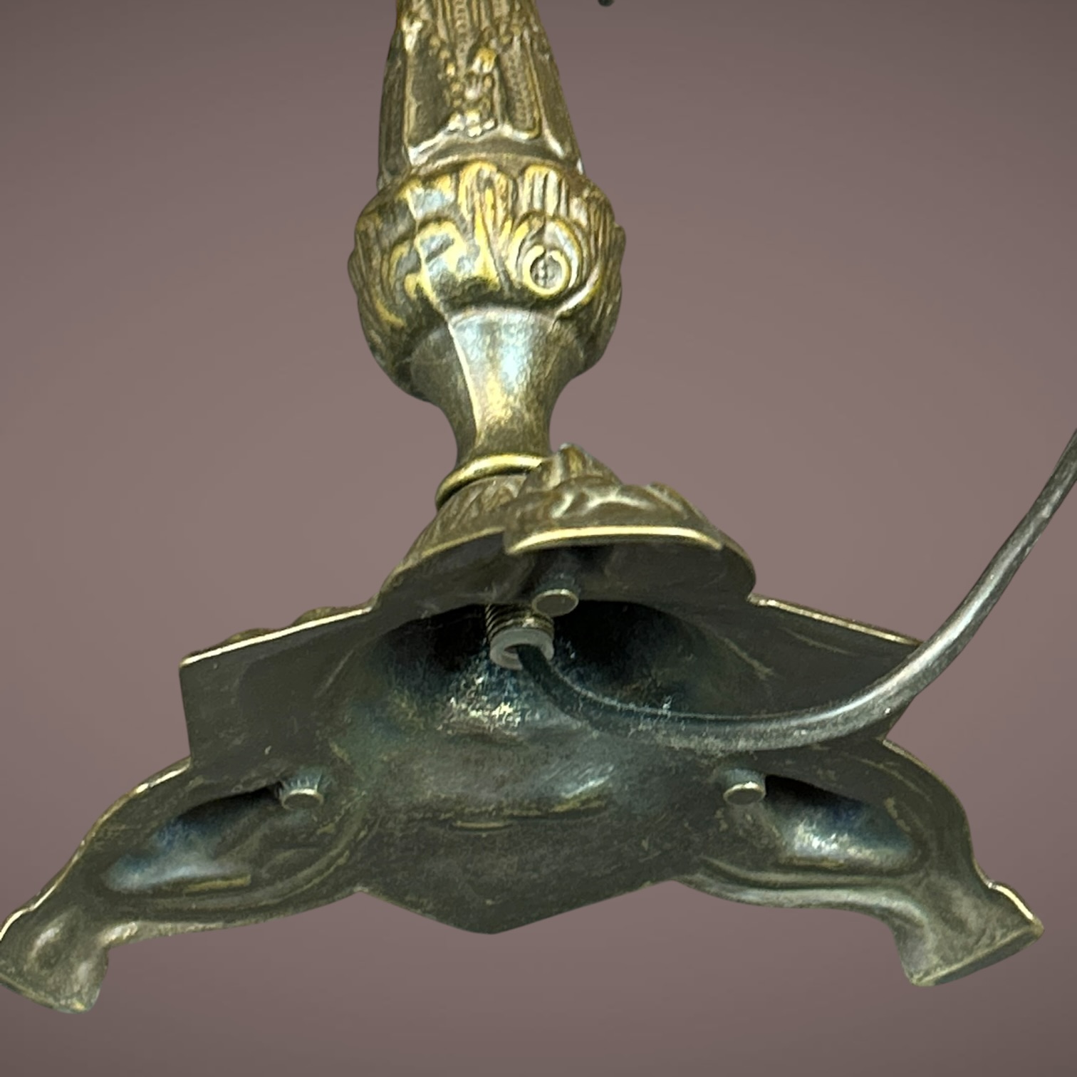 Lampe de table vintage avec abat-jour en pâte de verre moucheté - Image 4